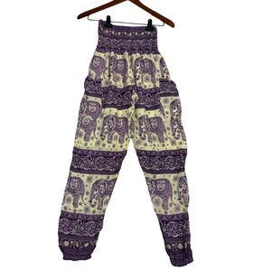 The Elephant Pants Women's S Purple Elephant Print Harem Boho Yoga Pants